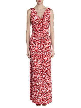 Gina Bacconi Floral Print Jersey Maxi Dress, Coral