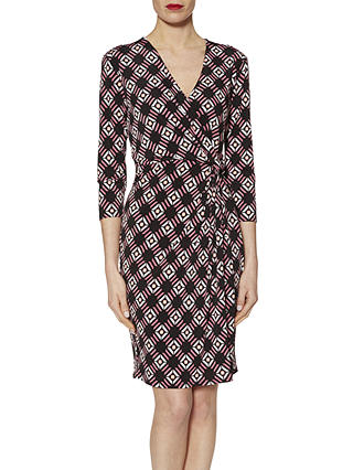 Gina Bacconi Graphic Print Jersey Dress, Pink/Black