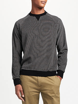 Kin Velour Stripe Sweatshirt, Black/Grey