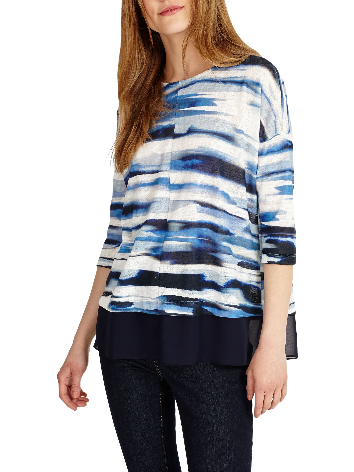 Phase Eight Patricia Painted Stripe Top, Blue