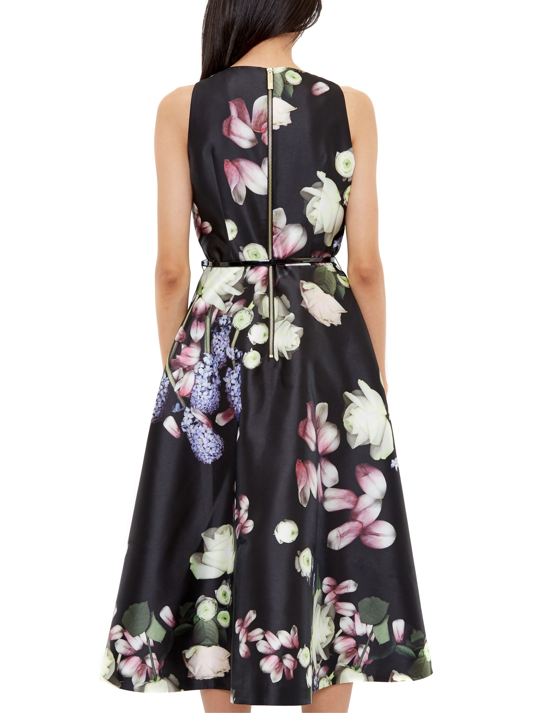 Ted Baker Rosa Kensington Floral Midi Dress, Black at John Lewis & Partners