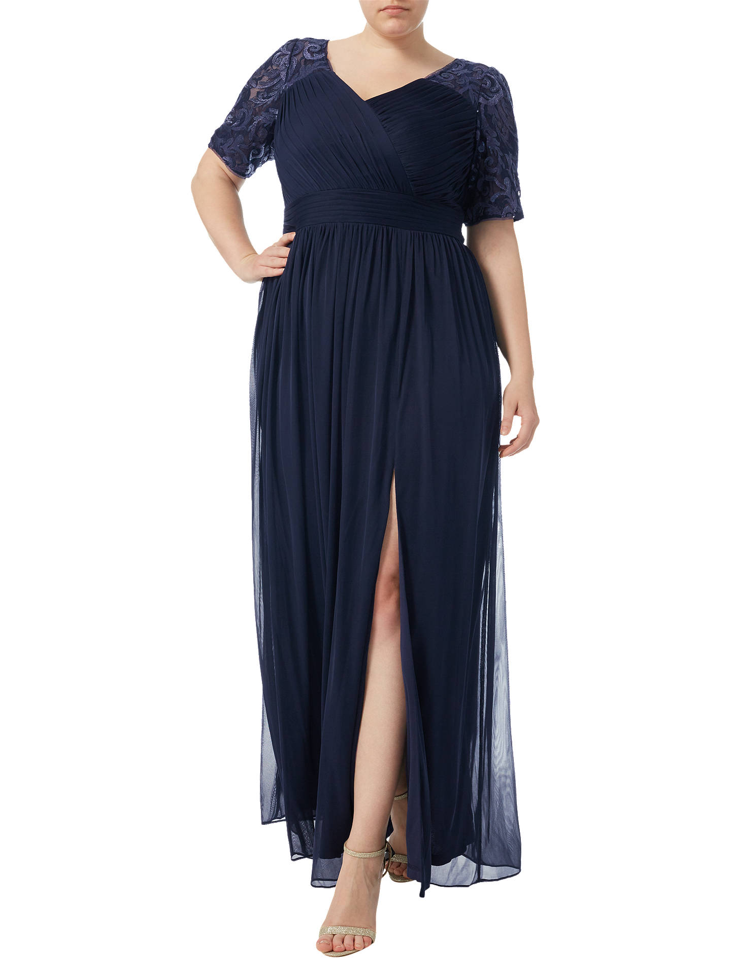 Adrianna Papell Plus Size Stretch Sequin And Tulle Gown, Midnight Blue ...