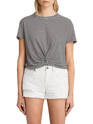 AllSaints Carme Stripe T-Shirt, Smoke Navy/Oyster