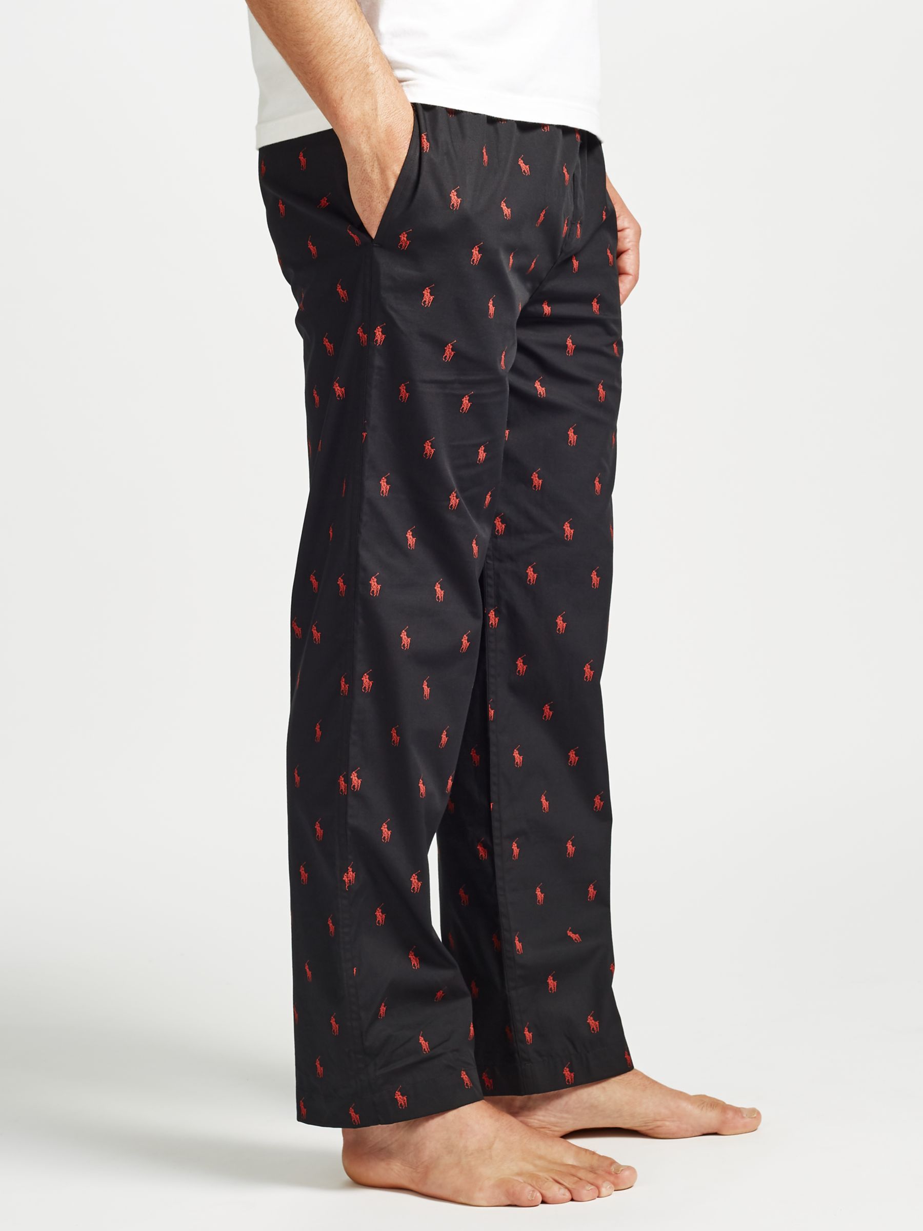 polo pajama pants black and red