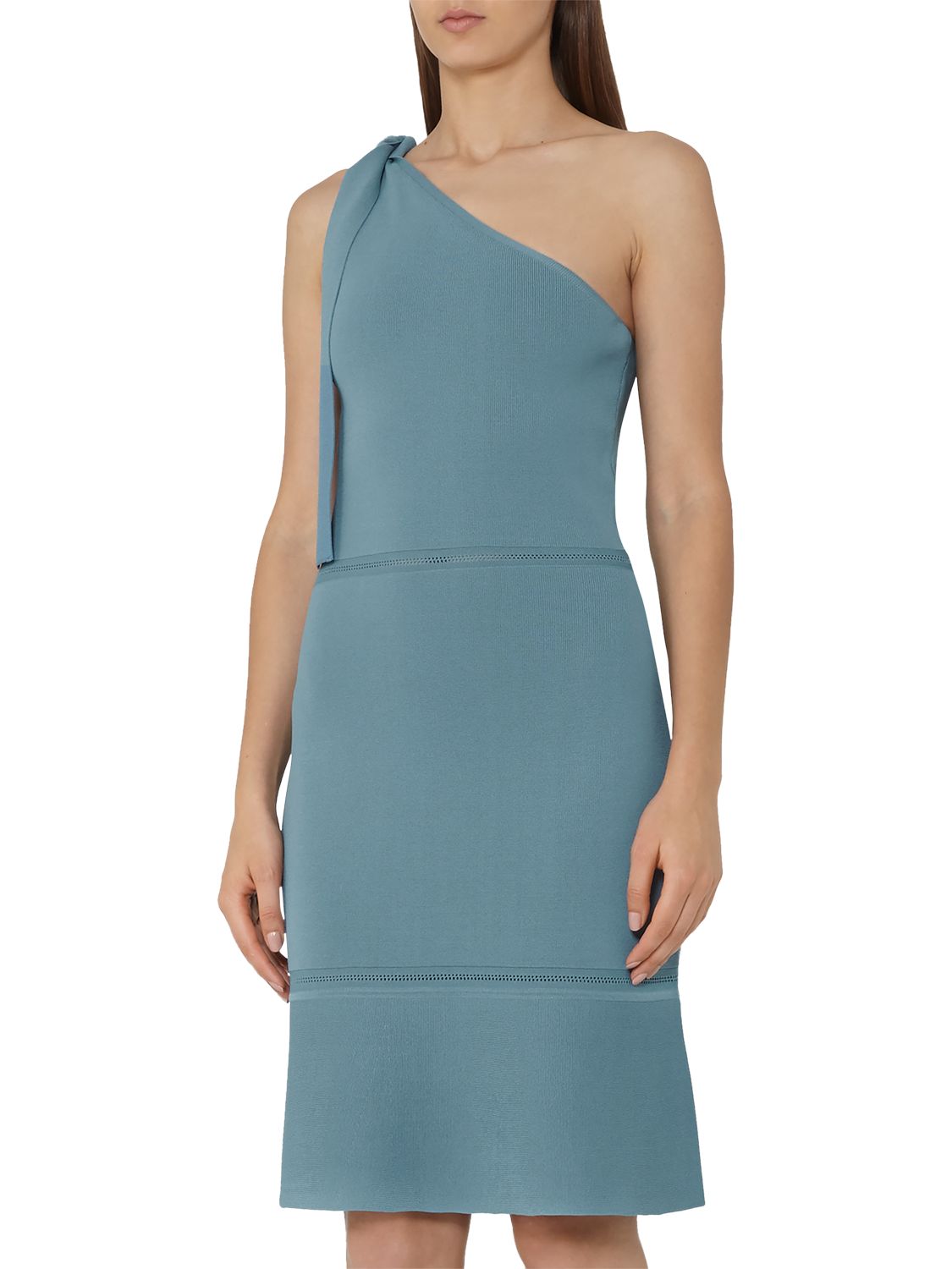 Reiss One Shoulder Knit Dress, Blue at John Lewis & Partners