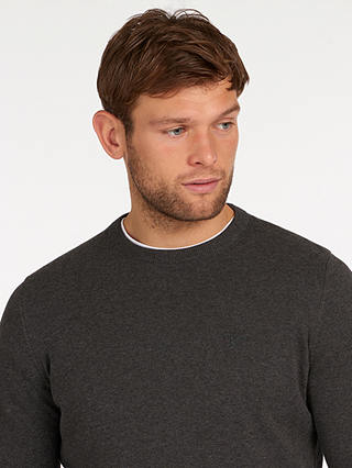 Barbour Pima Cotton Crew Neck Jumper, Charcoal 