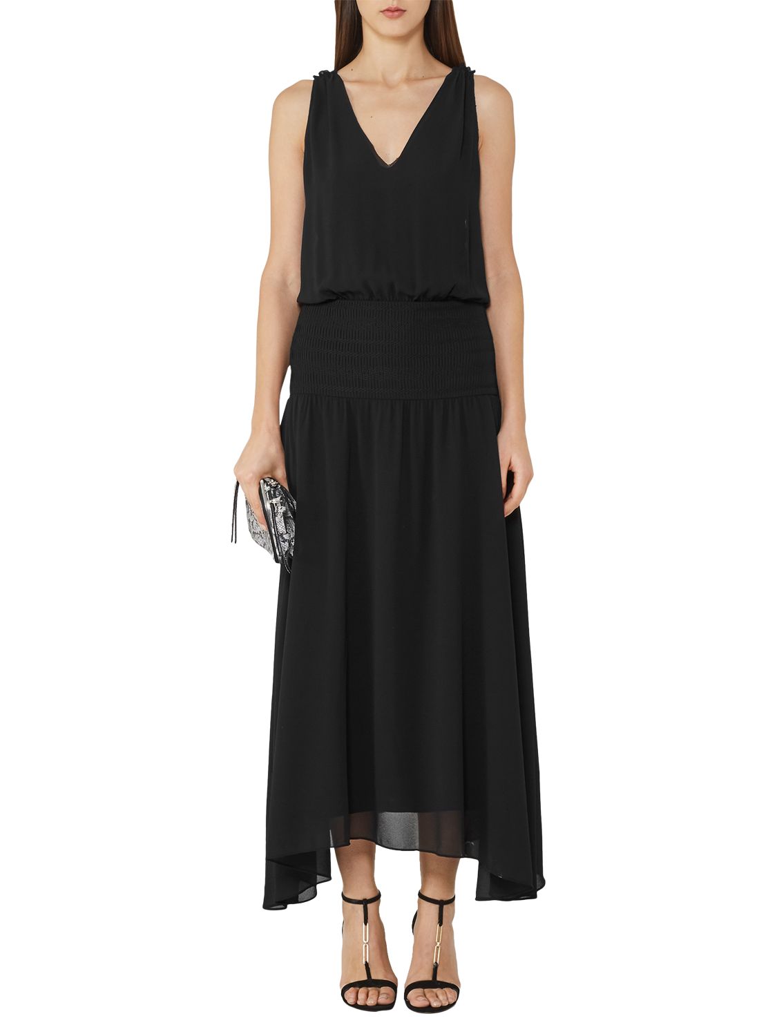 Reiss Mari Cross-Back Maxi Dress, Black at John Lewis & Partners
