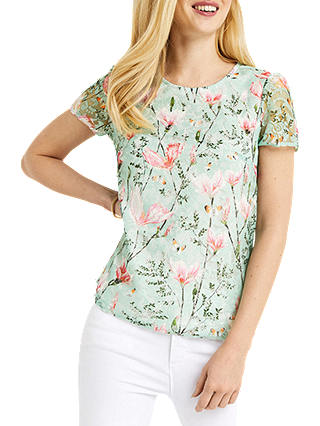 Oasis Printed Lace Top, Multi
