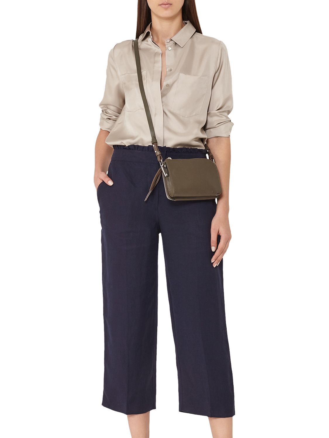 Reiss Launi Cropped Trousers, Night Navy