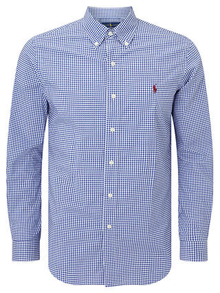 Polo Ralph Lauren Button Down Pin Point Collar Long Sleeve Shirt, Blue/White