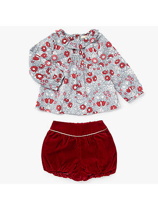 John Lewis Heirloom Collection Baby Daisy Chain Top & Shorts Set, Red
