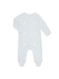 John Lewis & Partners Baby GOTS Organic Cotton Rabbit Velour Stripe Sleepsuit, Blue