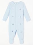 John Lewis & Partners Baby GOTS Organic Cotton Jersey Sleepsuit, Blue