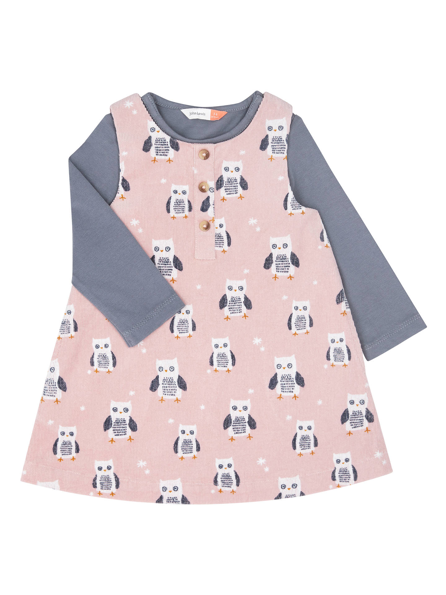 John Lewis Baby Owl Cord Dress and T-Shirt Set, Pink at John Lewis ...
