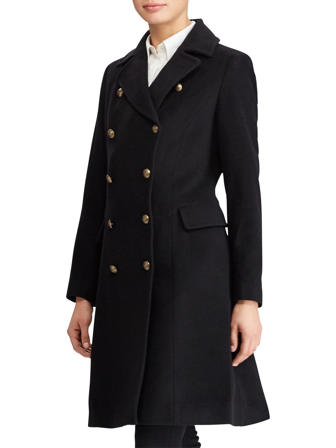 Lauren Ralph Lauren Wool Blend Military Coat, Black