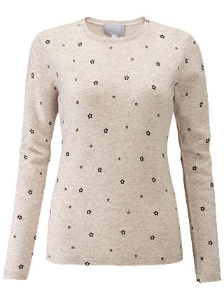Pure Collection Crew Neck Cashmere Star Jumper, Star Print