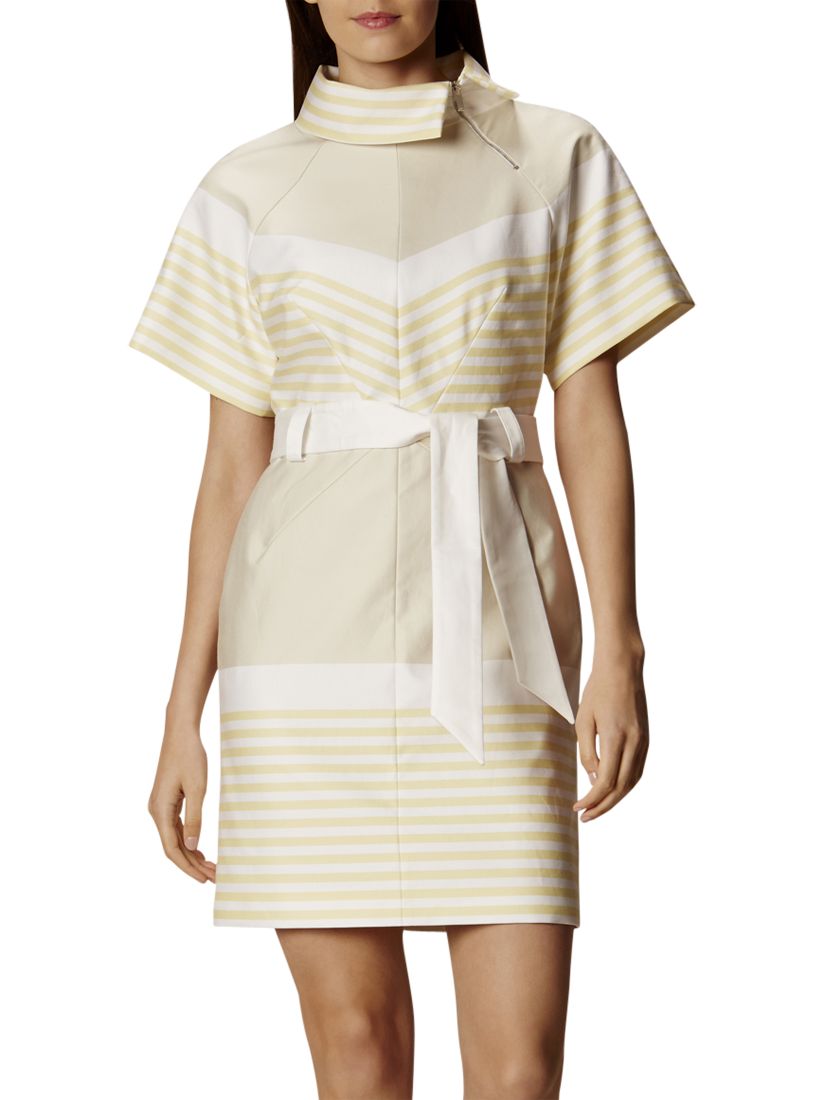 Karen Millen Belted Stripe Dress, Multi at John Lewis & Partners