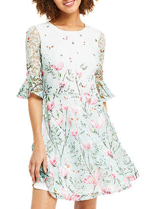 Oasis Magnolia Flute Sleeve Dress, Multi