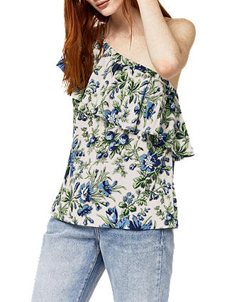 Warehouse Lily Print One Shoulder Top, Multi