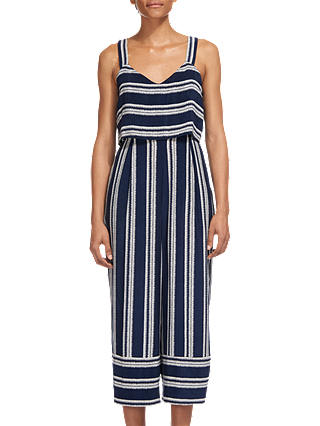 Whistles Lucy Strappy Stripe Jumpsuit, Blue/Multi