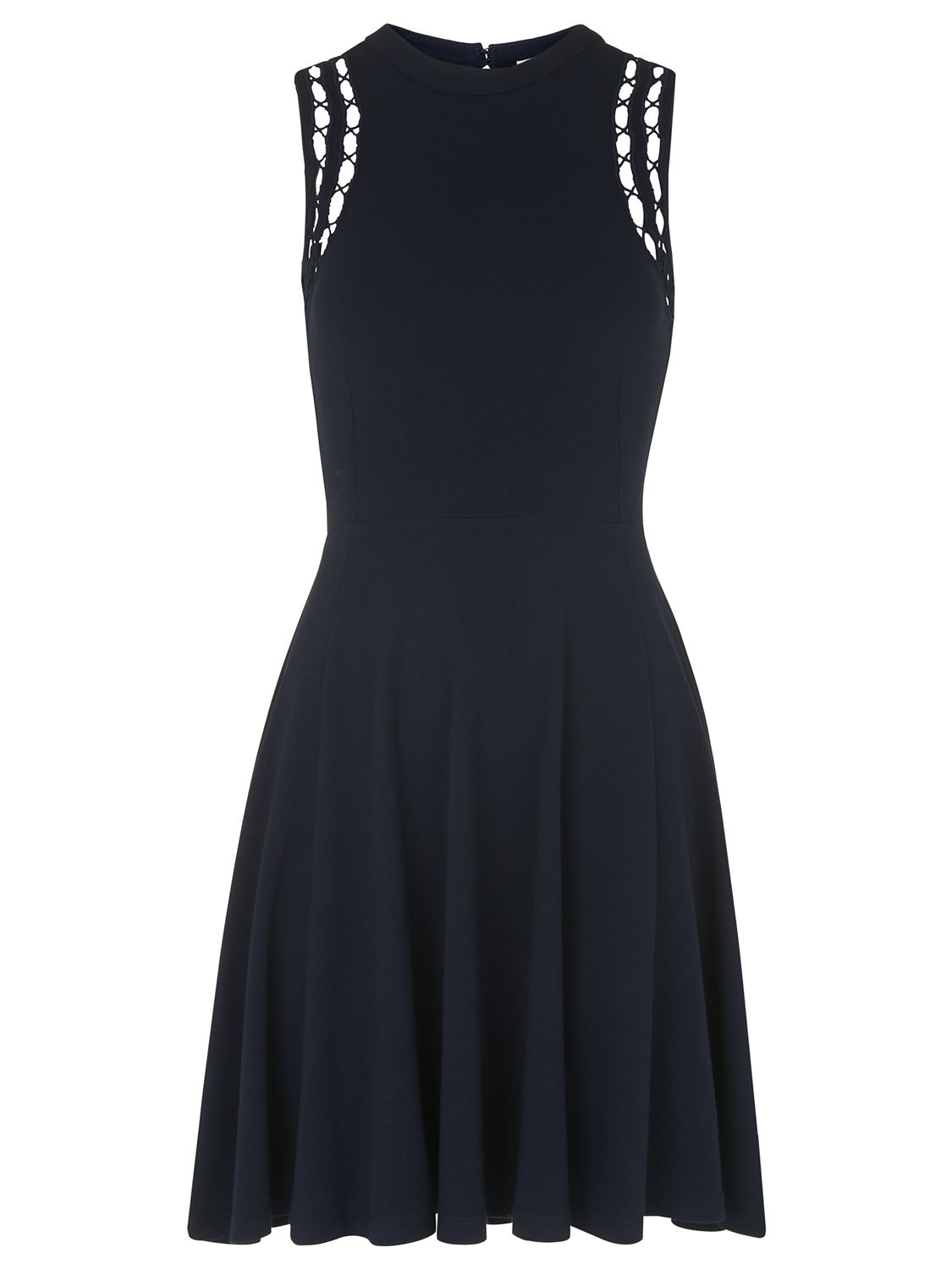 Whistles Lace Shoulder Jersey Dress, Navy