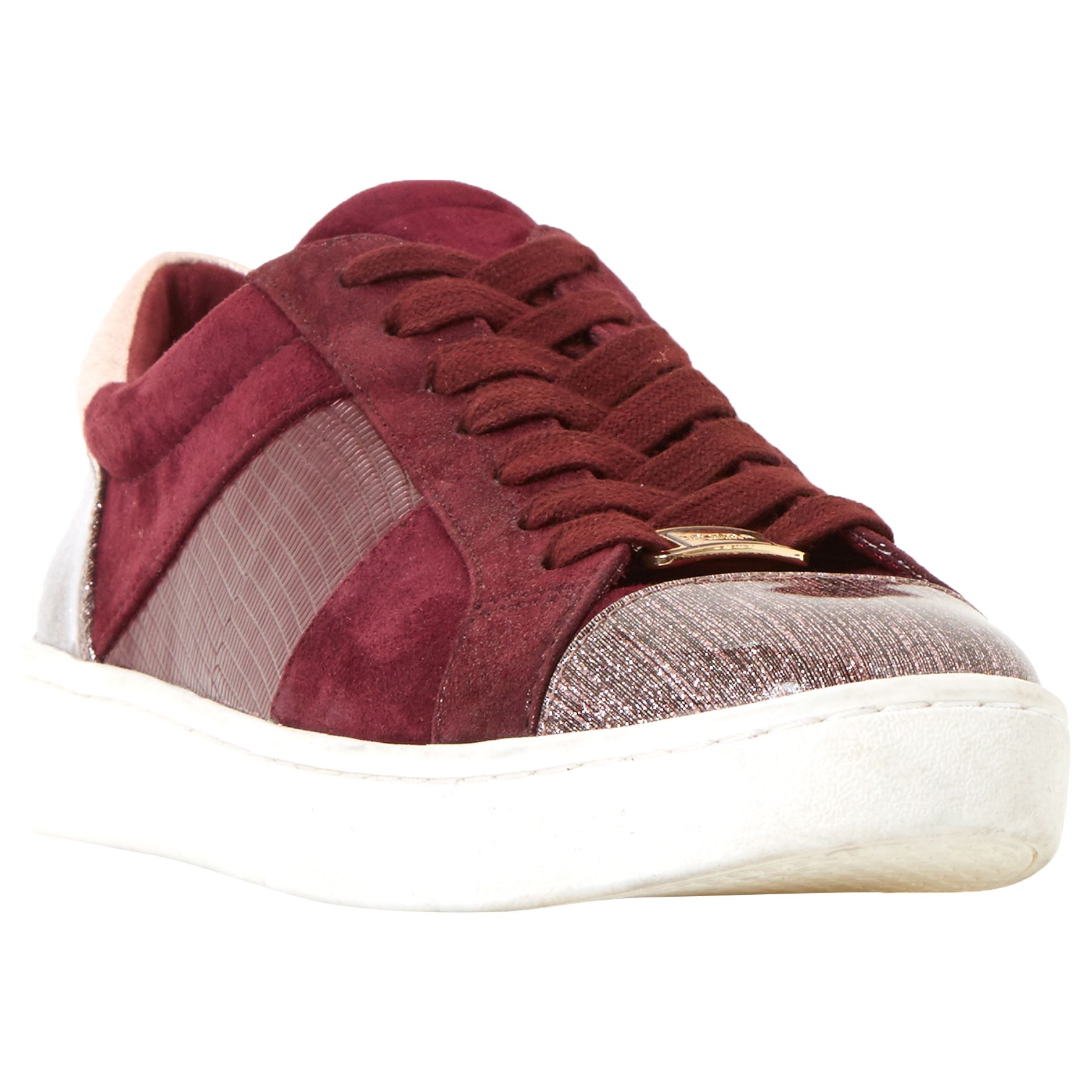 Dune Egypt Lace Up Trainers, Berry, 3