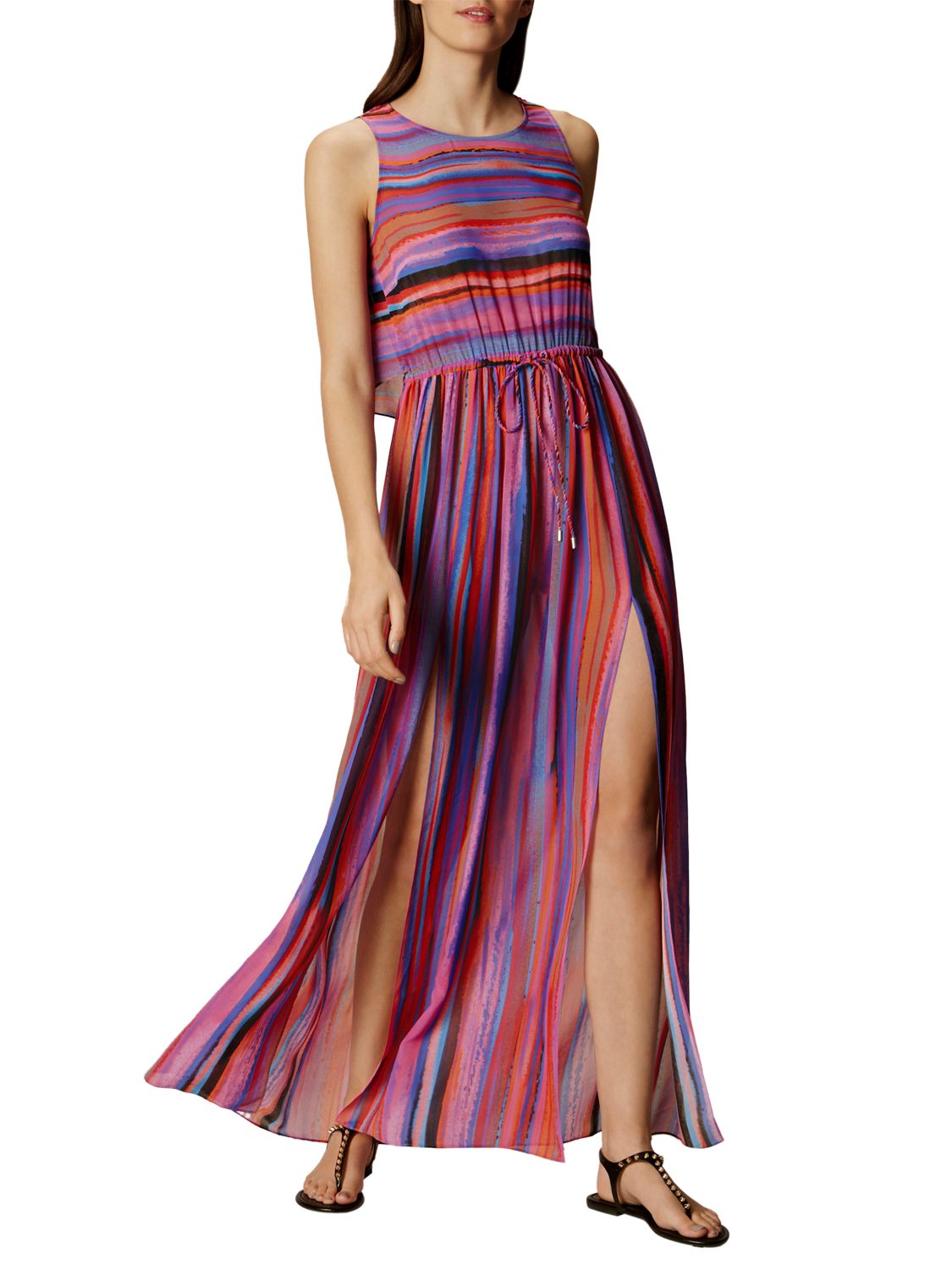Karen Millen Painterly Stripe Maxi Dress, Multi at John Lewis & Partners