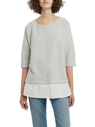 French Connection Dixie Texture Top, Light Grey/Winter White