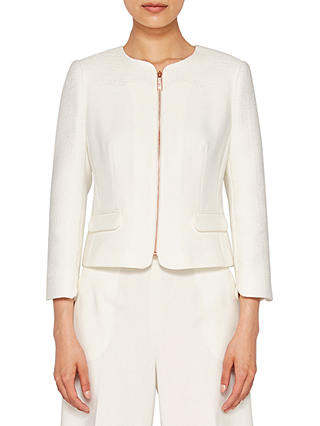 Ted Baker Ila Scallop Detail Zip Up Jacket, Ivory
