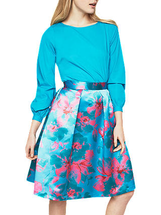 Closet Full Circle Pleated Skirt, Turquoise/Fuchsia