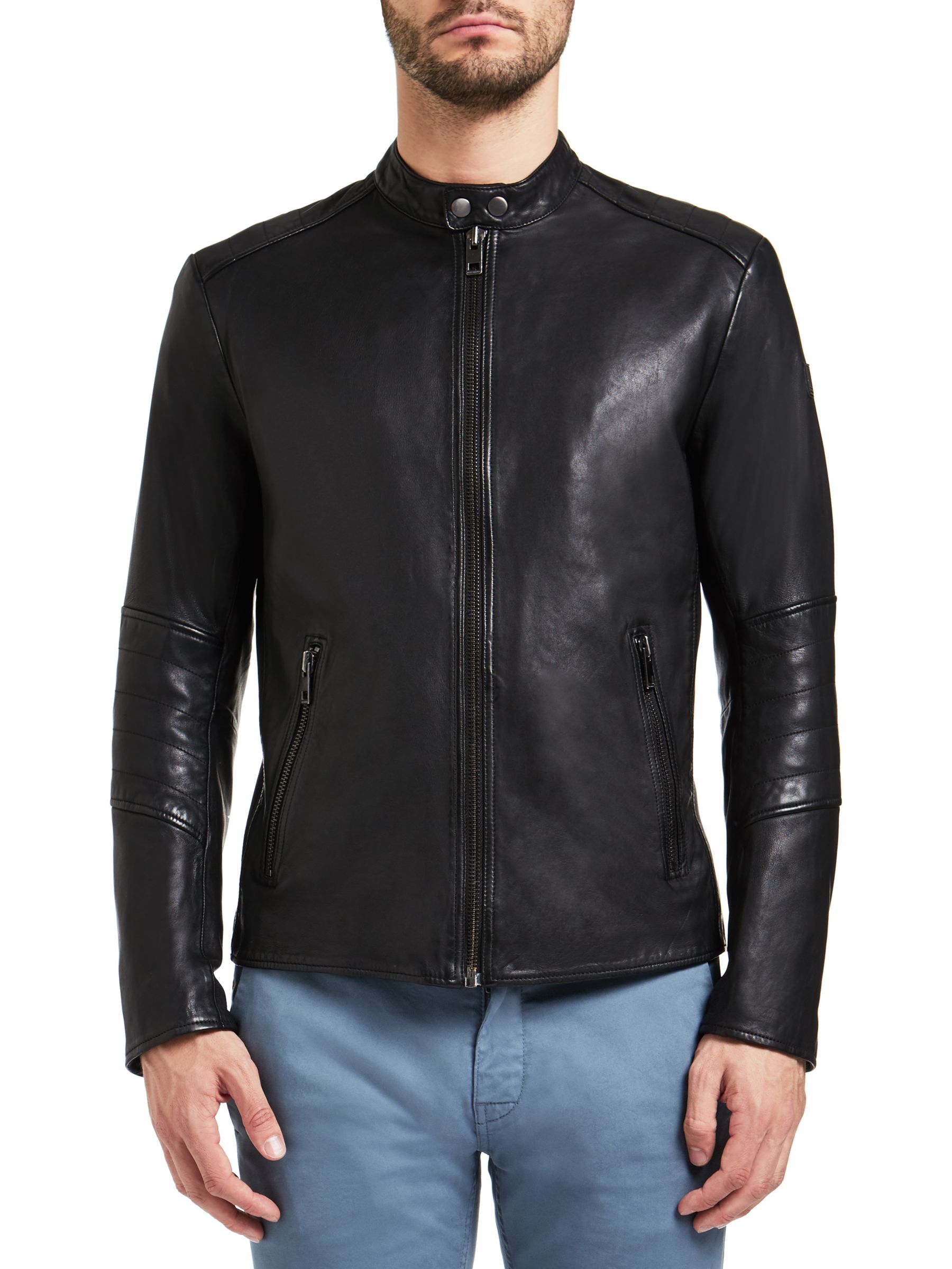 mens boss leather jacket