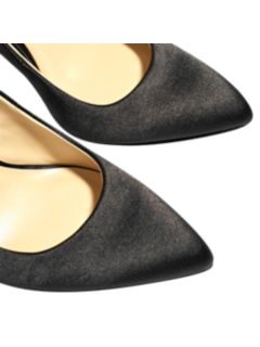 Karen Millen Satin Stiletto Heeled Court Shoes, Black, 3