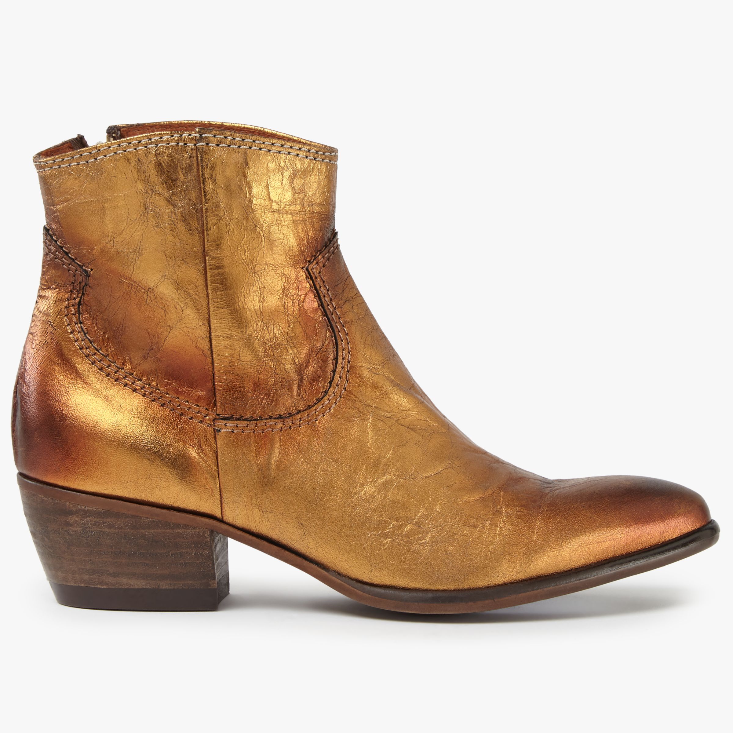 AND/OR Oro Western Ankle Boots, Gold 