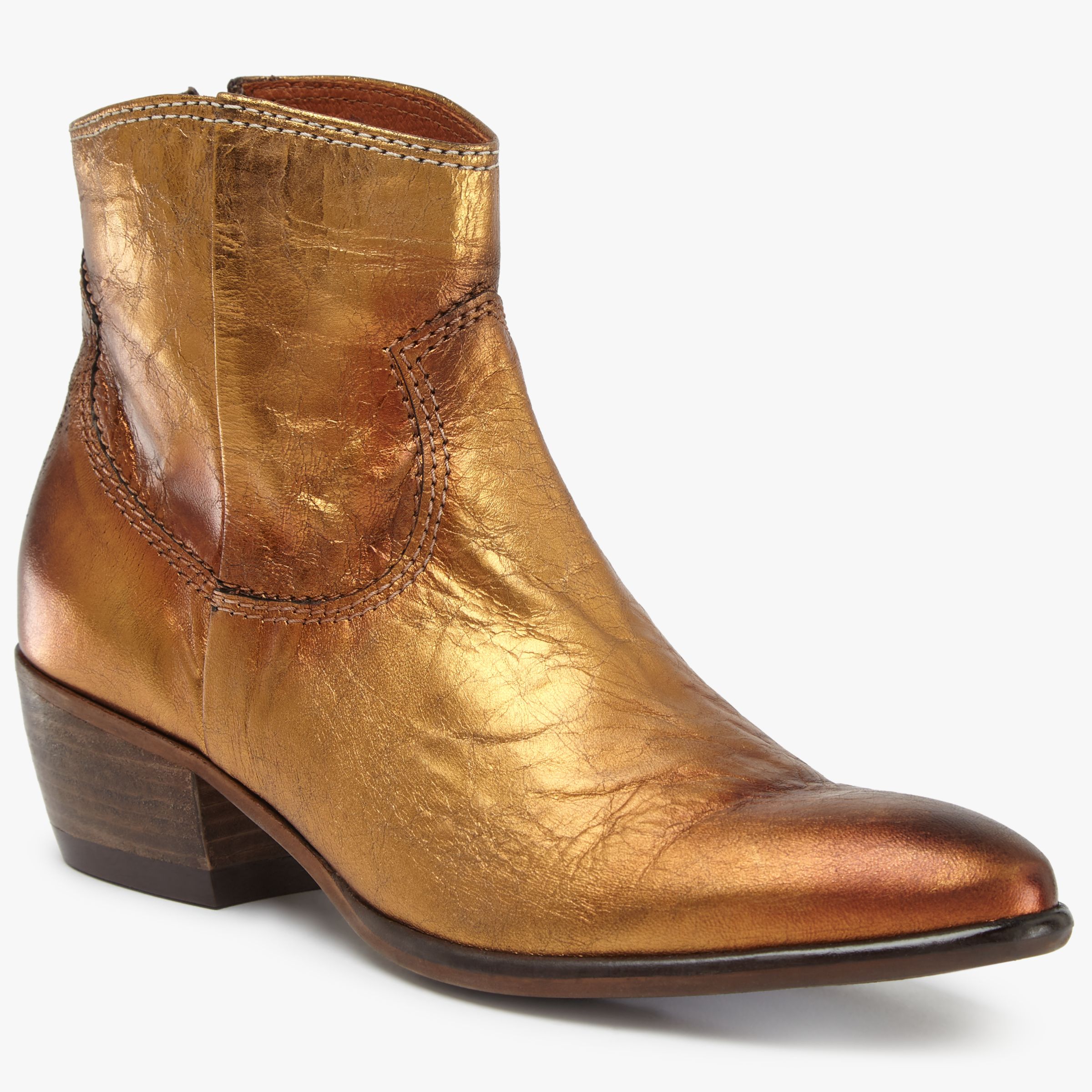 AND/OR Oro Western Ankle Boots, Gold Leather at John Lewis & Partners