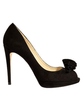 Karen Millen Frill Stiletto Peep Toe Court Shoes, Black