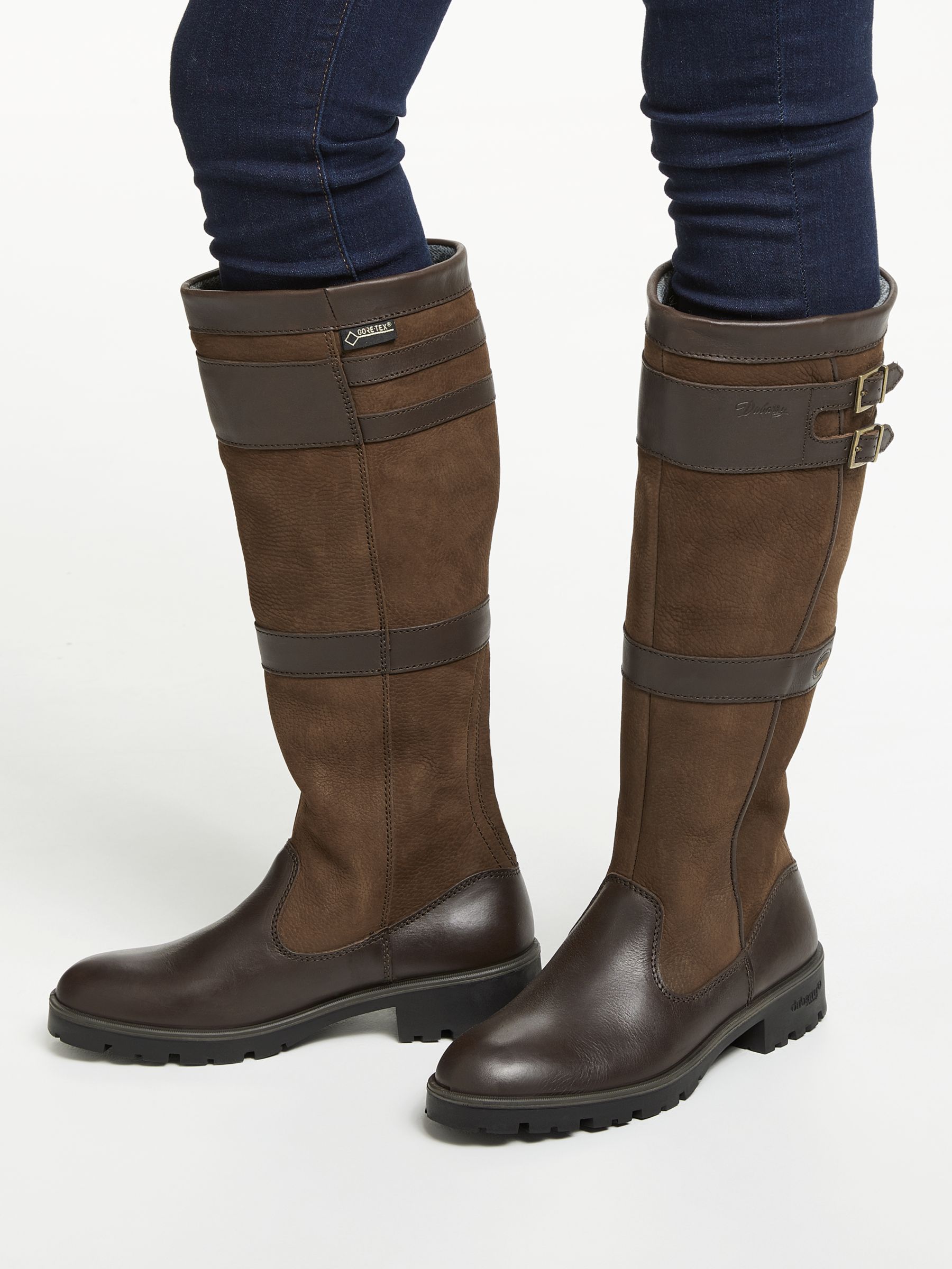 Dubarry Longford Leather Goretex Buckle Knee High Boots, Walnut at & Partners