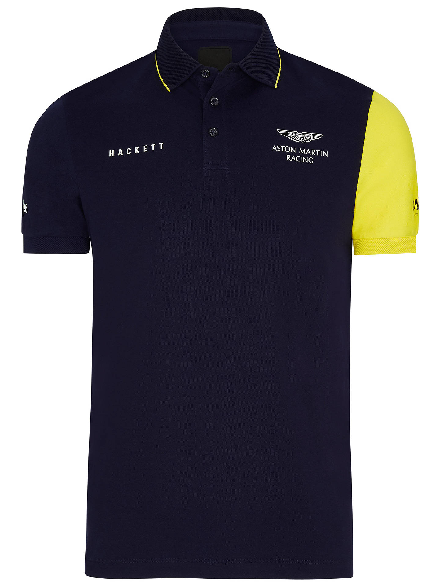 Hackett London Aston Martin Racing Contrast Sleeve Polo Shirt, Navy at ...