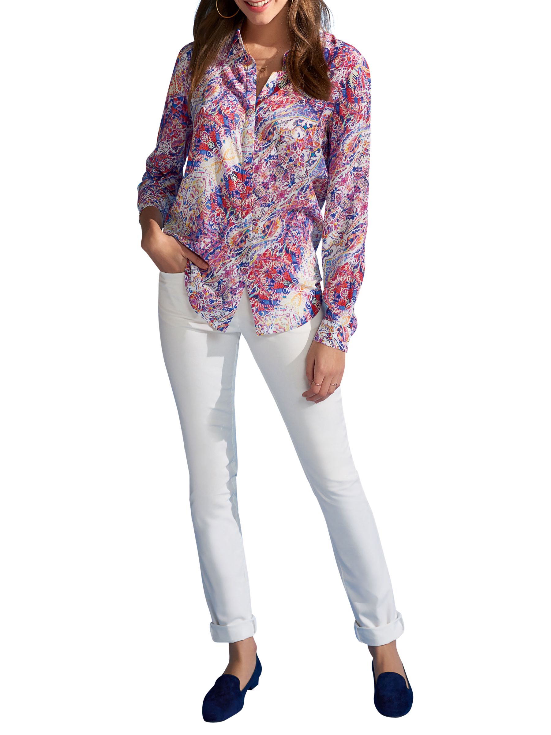 Pure Collection Washed Silk Blouse, Multi