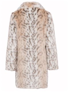 French Connection Paulette Faux Fur Coat, Pale Leopard, 6