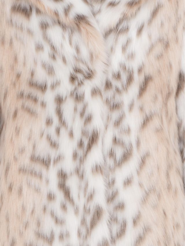 French Connection Paulette Faux Fur Coat, Pale Leopard, 6