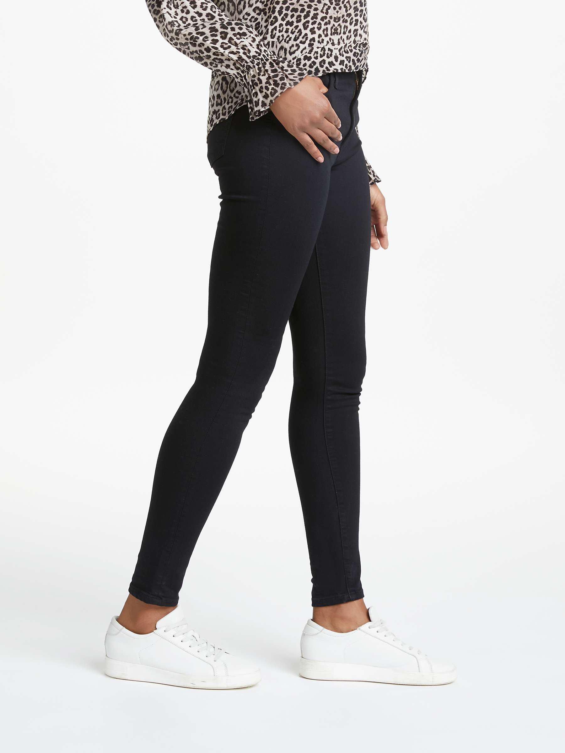 Buy AG The Farrah High Rise Skinny Jeans, Super Black Online at johnlewis.com