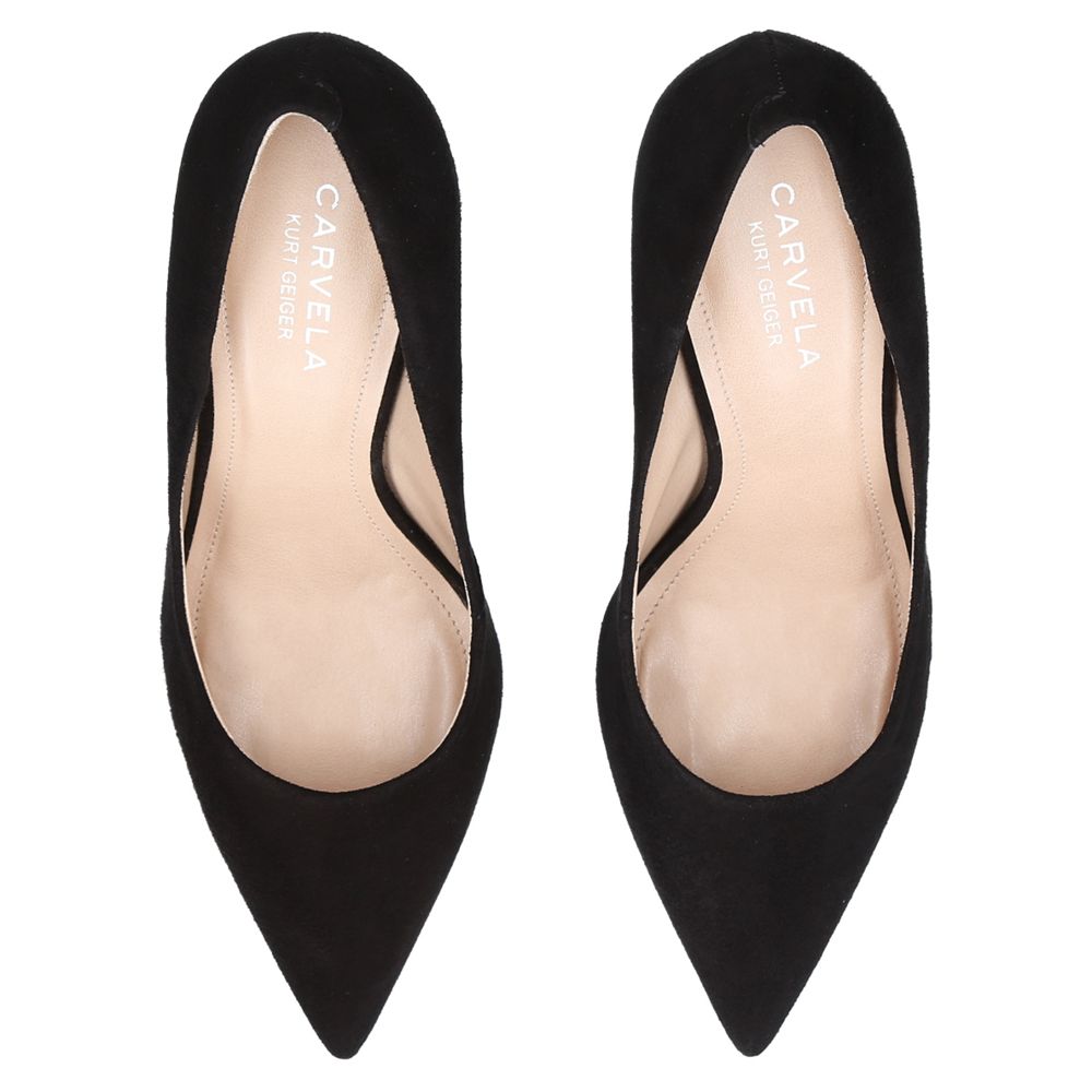 Carvela Alison Pointed Toe Stiletto Court Shoes, Black Suede