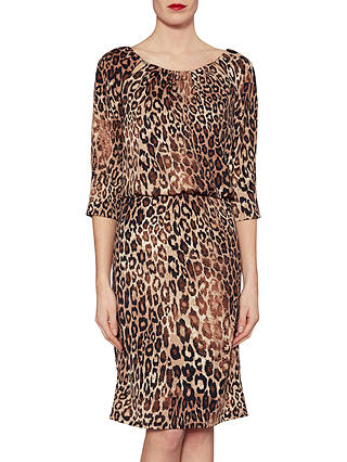 Gina Bacconi Ines Leopard Print Dress, Brown/Black