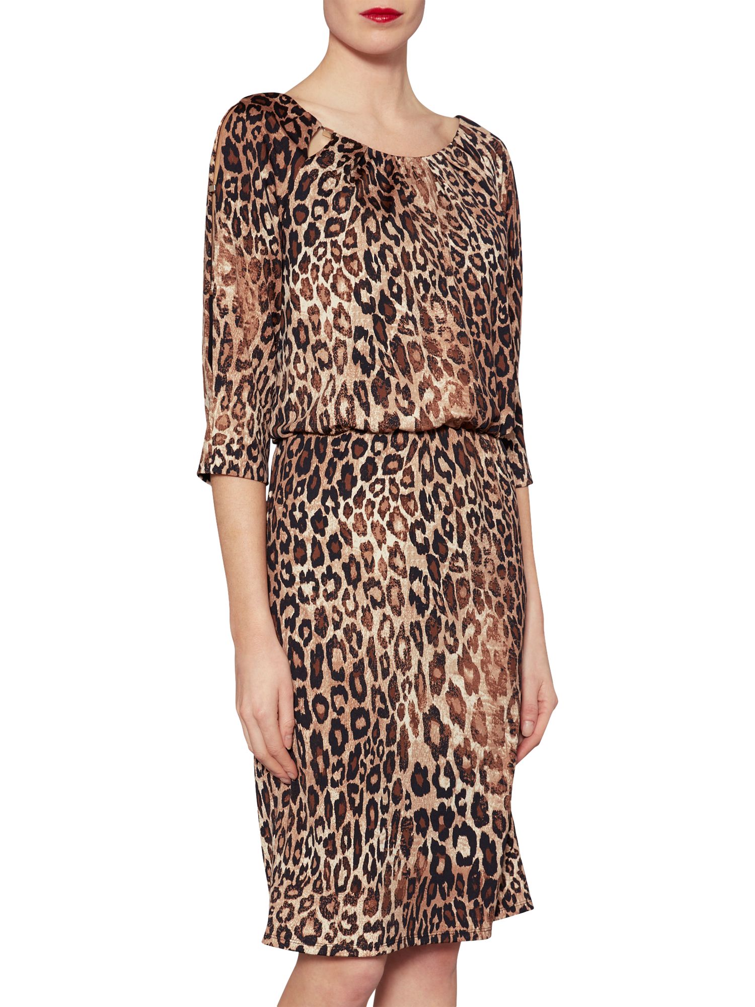 Gina Bacconi Ines Leopard Print Dress, Brown/Black at John Lewis & Partners