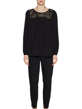 French Connection Shirley Crepe Smock Top, Black
