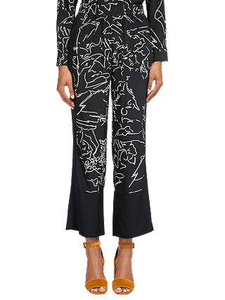 Whistles Athena Silk Pyjama Trousers, Black/White