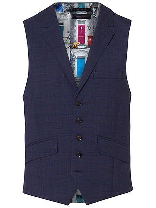 Ted Baker Vienaw Check Tailored Waistcoat, Blue