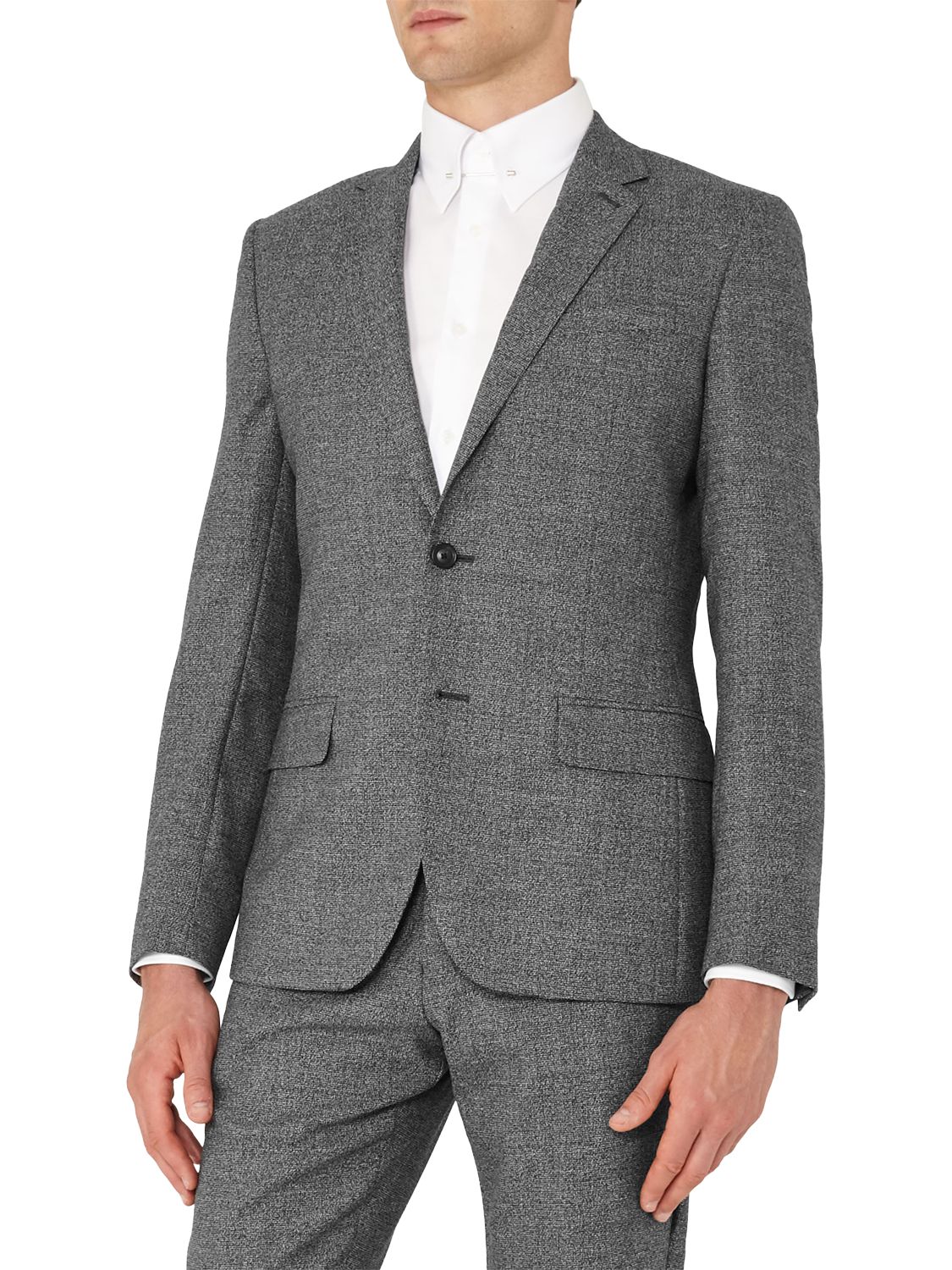Reiss Bronson Salt and Pepper Wool Slim Fit Suit Jacket, Charcoal at ...
