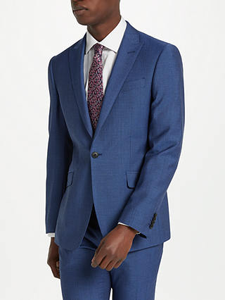 Richard James Mayfair Wool Mohair Tonic Slim Suit Jacket, Blue