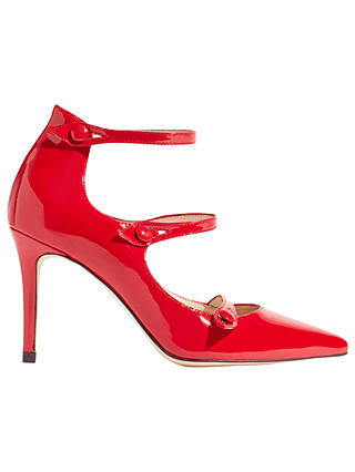 Karen Millen Mary Jane Triple Strap Court Shoes, Red
